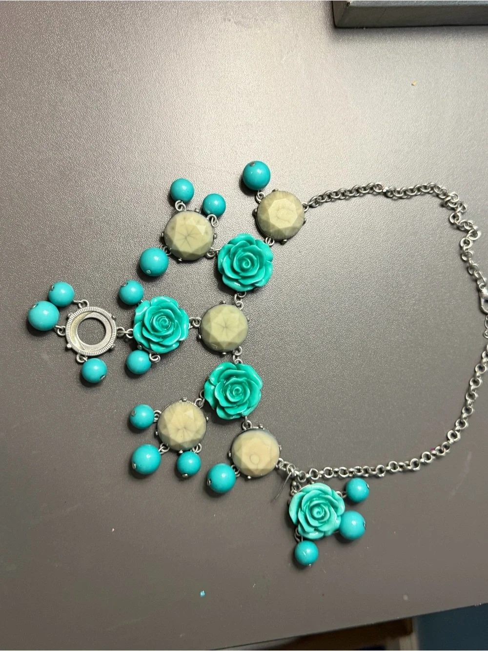 Turquoise Floral Statement Necklace - Women Jewelry